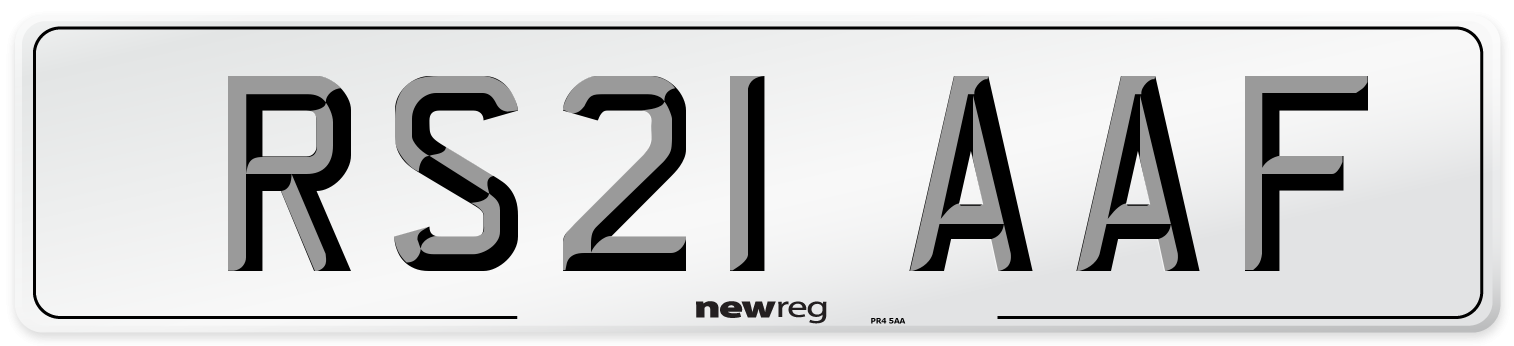 RS21 AAF Number Plate from New Reg